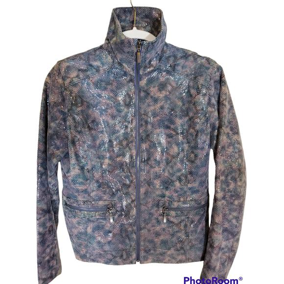 Chico's | Iridescent "Snake Skin" Leather Jacket | Size 0.5 (Small, 6) - Picture 7 of 8